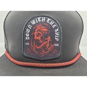 Relentless Betrayal Down With The Ship Skull Snapback Hat Black Red Men Rope Hat
